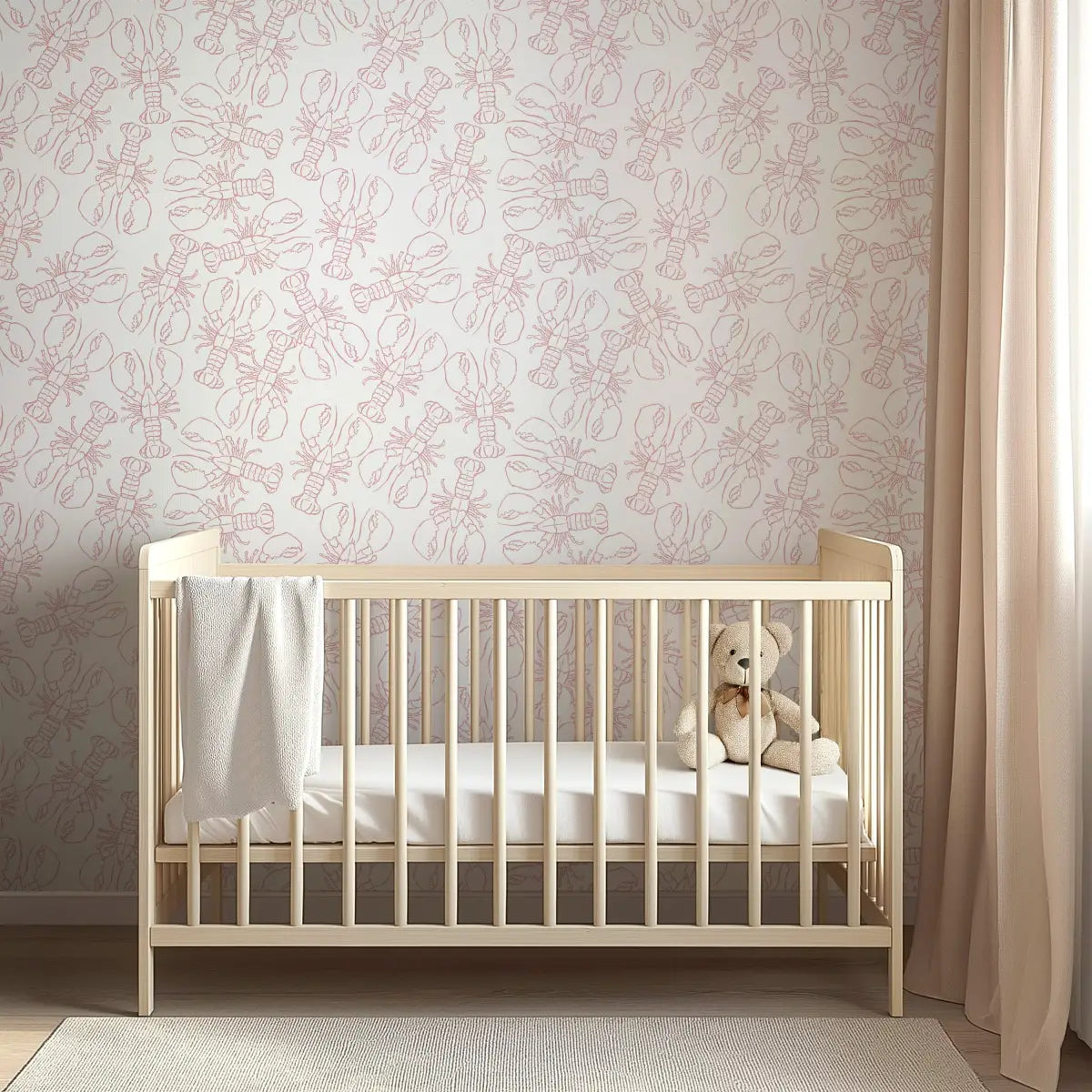 Lachlan Wallpaper - Lobster Line Drawing - by Studio Stephie - Loomwell Home Goods