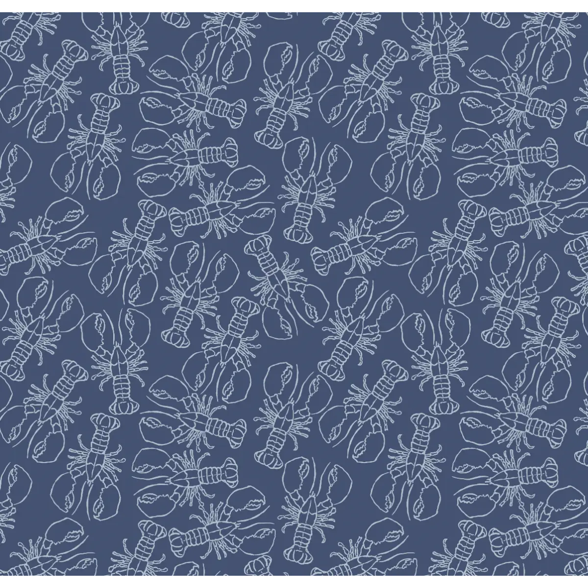 Lachlan Wallpaper - Lobster Line Drawing - by Studio Stephie - Sample 1 foot by 1 foot / Blue and Navy - Loomwell Home
