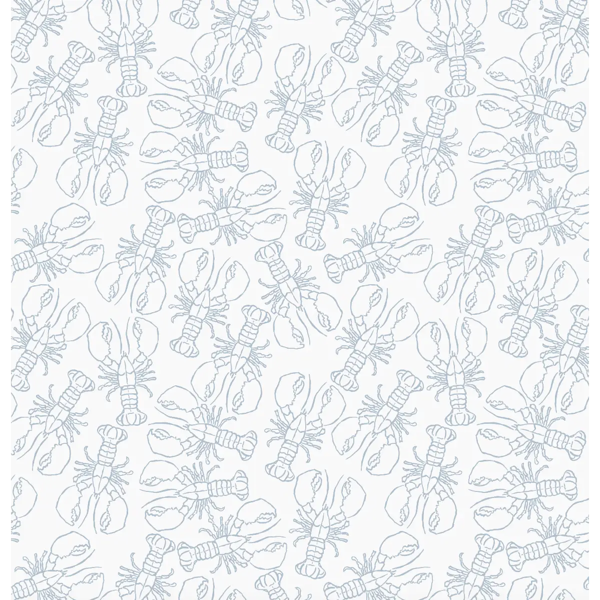 Lachlan Wallpaper - Lobster Line Drawing - by Studio Stephie - Sample 1 foot by 1 foot / Cream and Blue - Loomwell Home