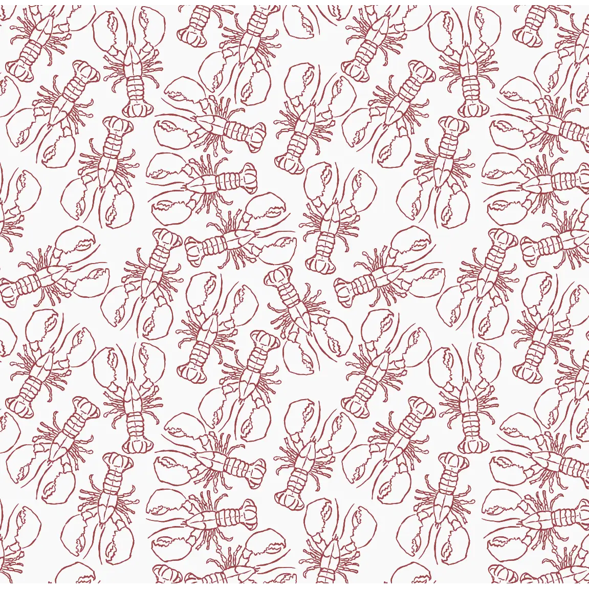 Lachlan Wallpaper - Lobster Line Drawing - by Studio Stephie - Sample 1 foot by 1 foot / Red - Loomwell Home Goods