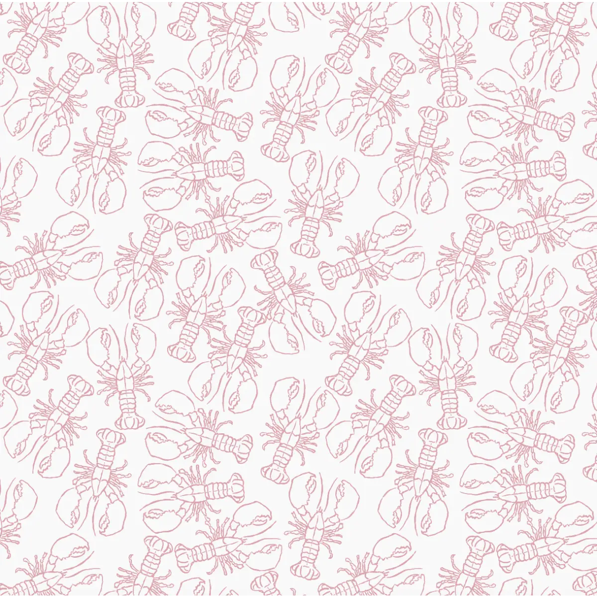Lachlan Wallpaper - Lobster Line Drawing - by Studio Stephie - Sample 1 foot by 1 foot / Rose - Loomwell Home Goods
