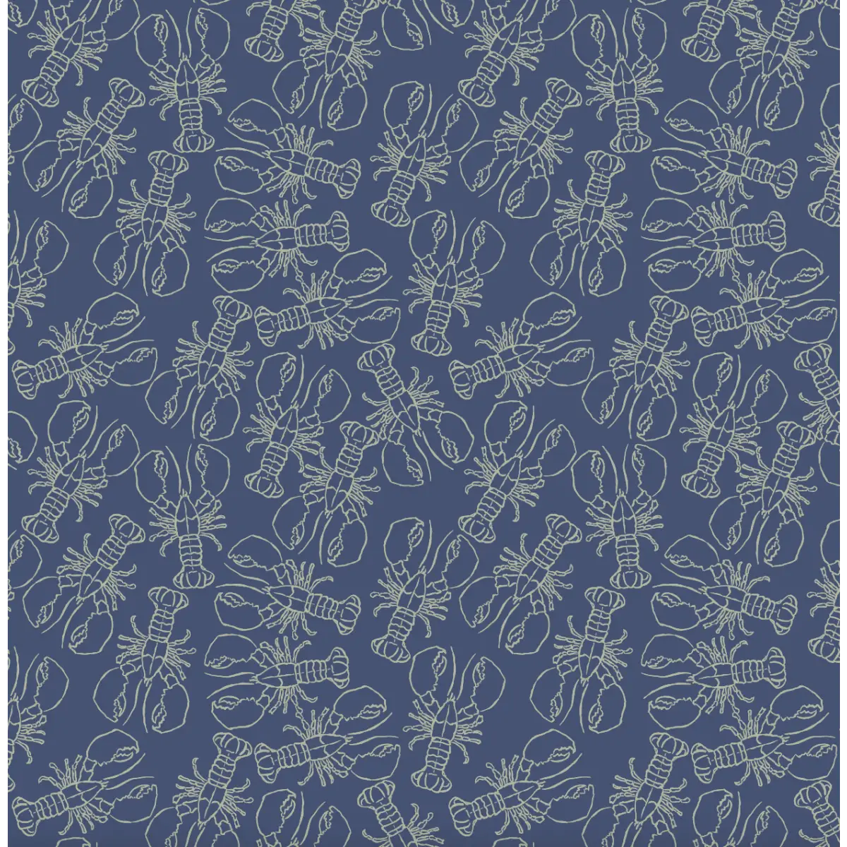 Lachlan Wallpaper - Lobster Line Drawing - by Studio Stephie - Sample 1 foot by 1 foot / Sage and Navy - Loomwell Home