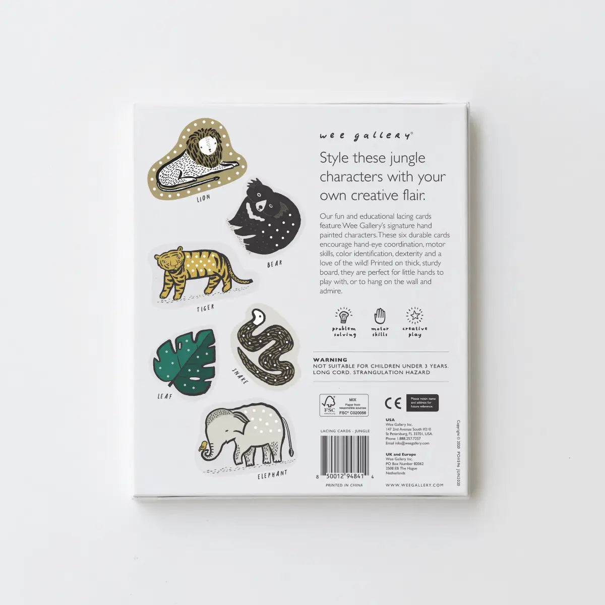 Lacing Cards - Jungle Animals - Wee Gallery