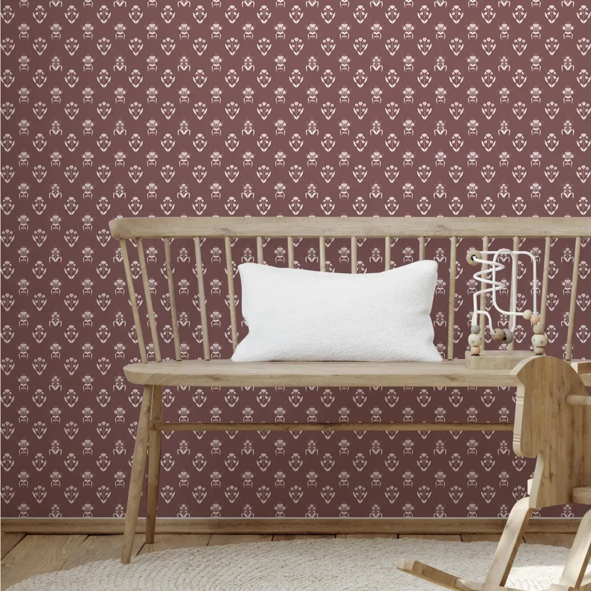 Laina Wallpaper - Petite Floral Block Print - by Quirky Paisley Designs - Loomwell Home Goods