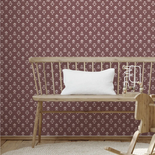 Laina Wallpaper - Petite Floral Block Print - by Quirky Paisley Designs - Loomwell Home Goods