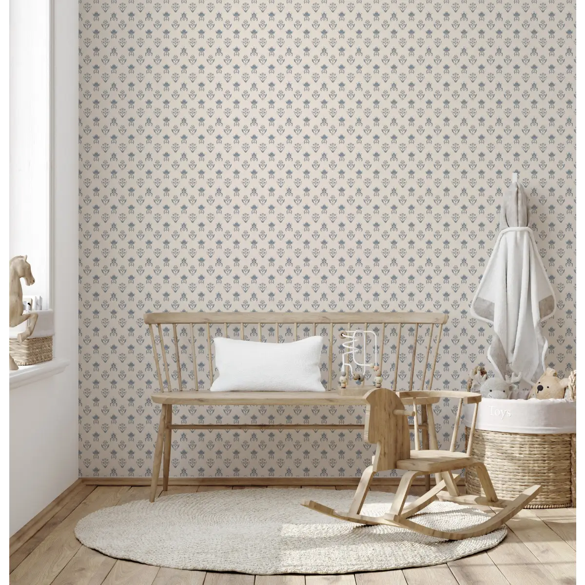 Laina Wallpaper - Petite Floral Block Print - by Quirky Paisley Designs - Loomwell Home Goods