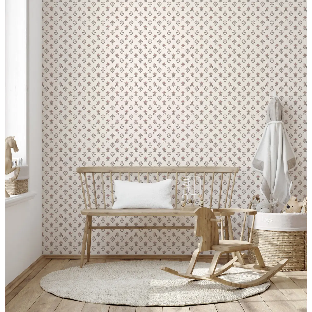 Laina Wallpaper - Petite Floral Block Print - by Quirky Paisley Designs - Loomwell Home Goods