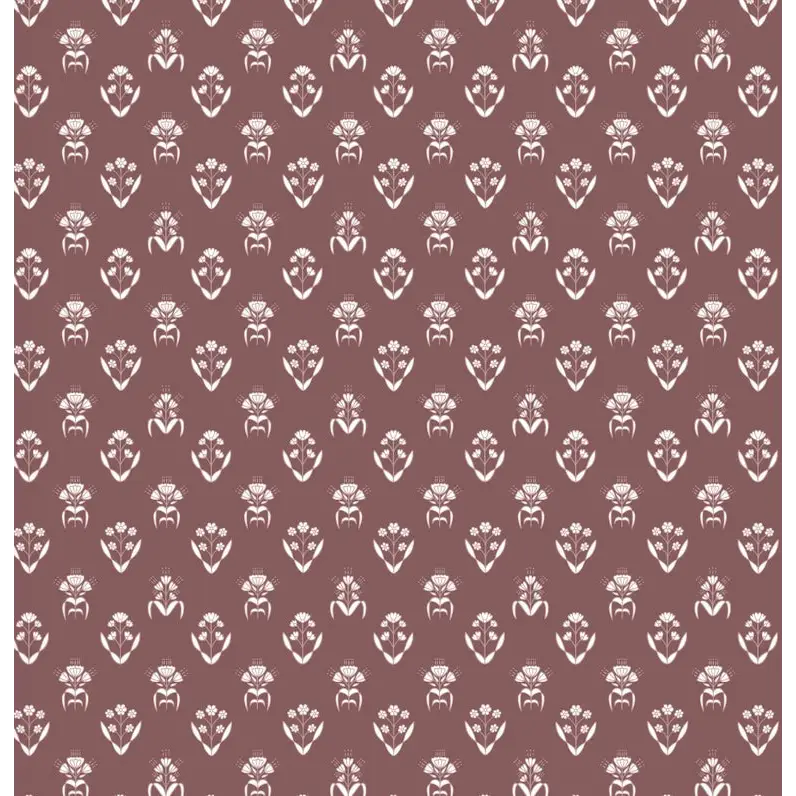 Laina Wallpaper - Petite Floral Block Print - by Quirky Paisley Designs - Sample 1 foot by 1 foot / Burgundy - Loomwell