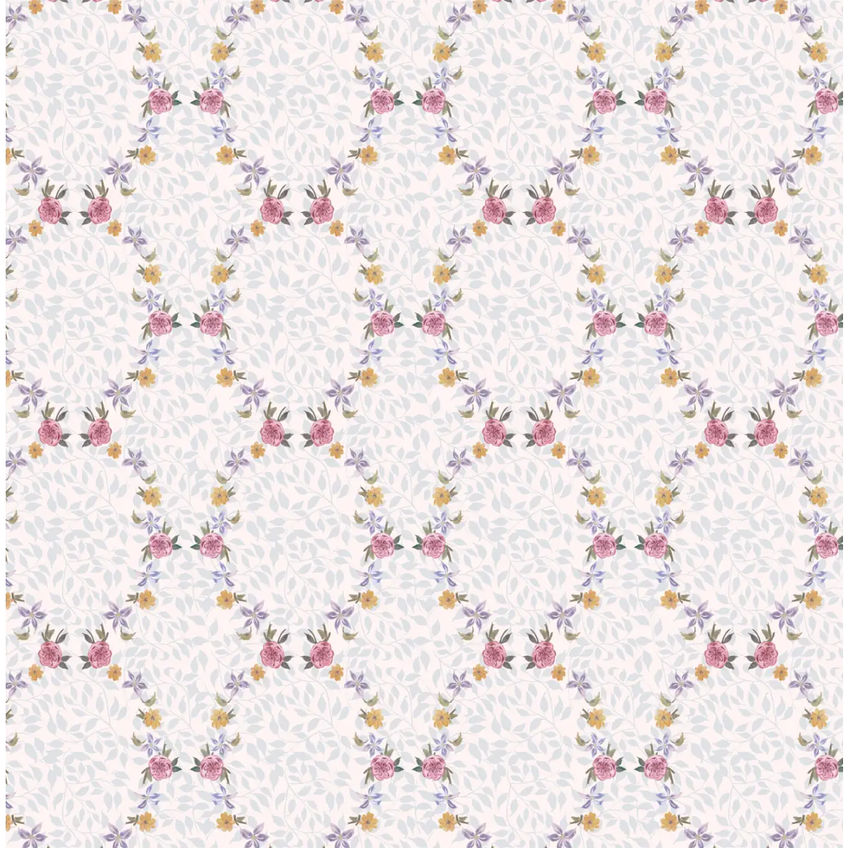 Lakely Wallpaper - Floral Ovals - by Jun Shu Create - Sample 1 foot by 1 foot - Loomwell Home Goods
