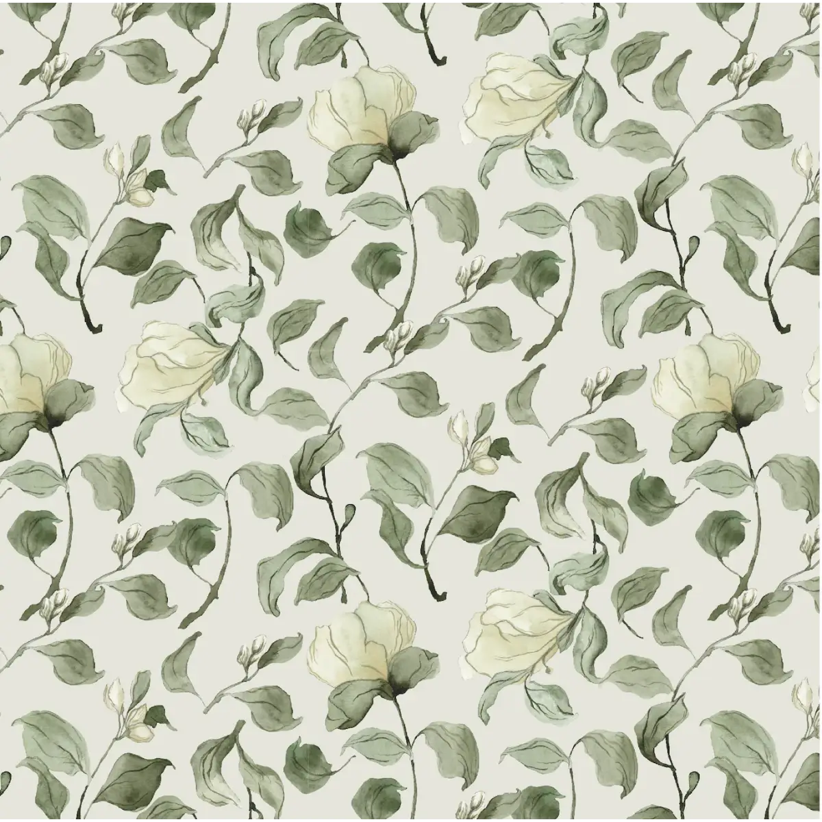 Lancaster Wallpaper - Leafy Vines - by Aubrey Fairchild - Sample 1 foot by 1 foot / Light - Loomwell Home Goods