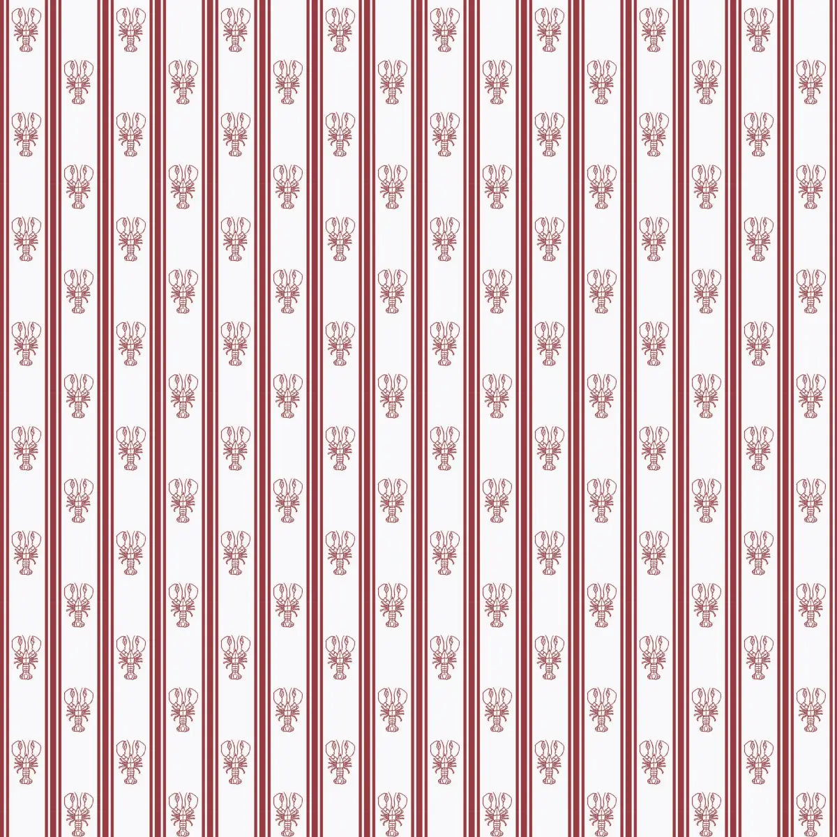 Landon Wallpaper - Lobster Cottage Stripe - by Studio Stephie - Sample 1 foot by 1 foot / Red - Loomwell Home Goods