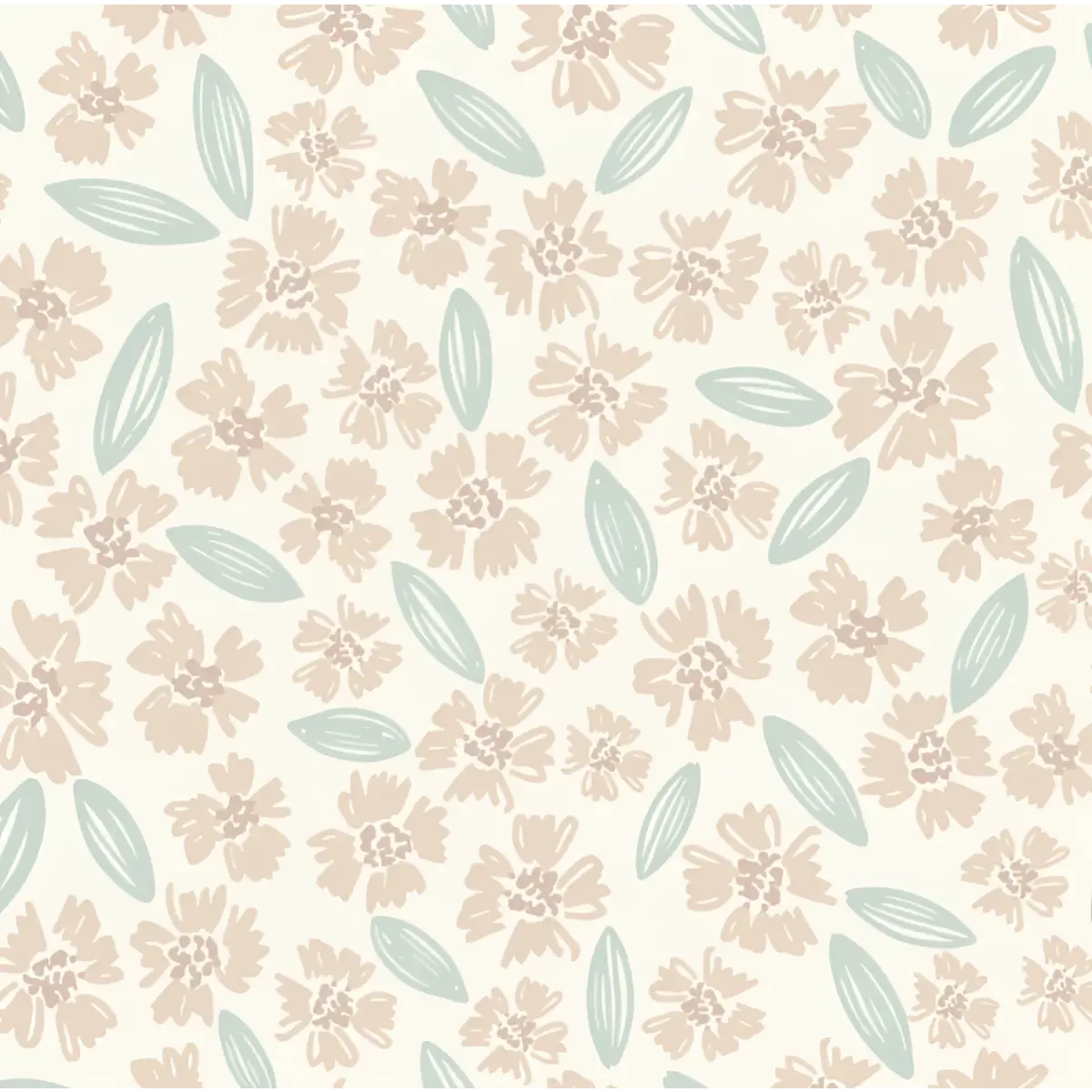 Lane Wallpaper - Scattered Blooms - by Hufton Studio - Sample 1 foot by 1 foot / Peach - Loomwell Home Goods