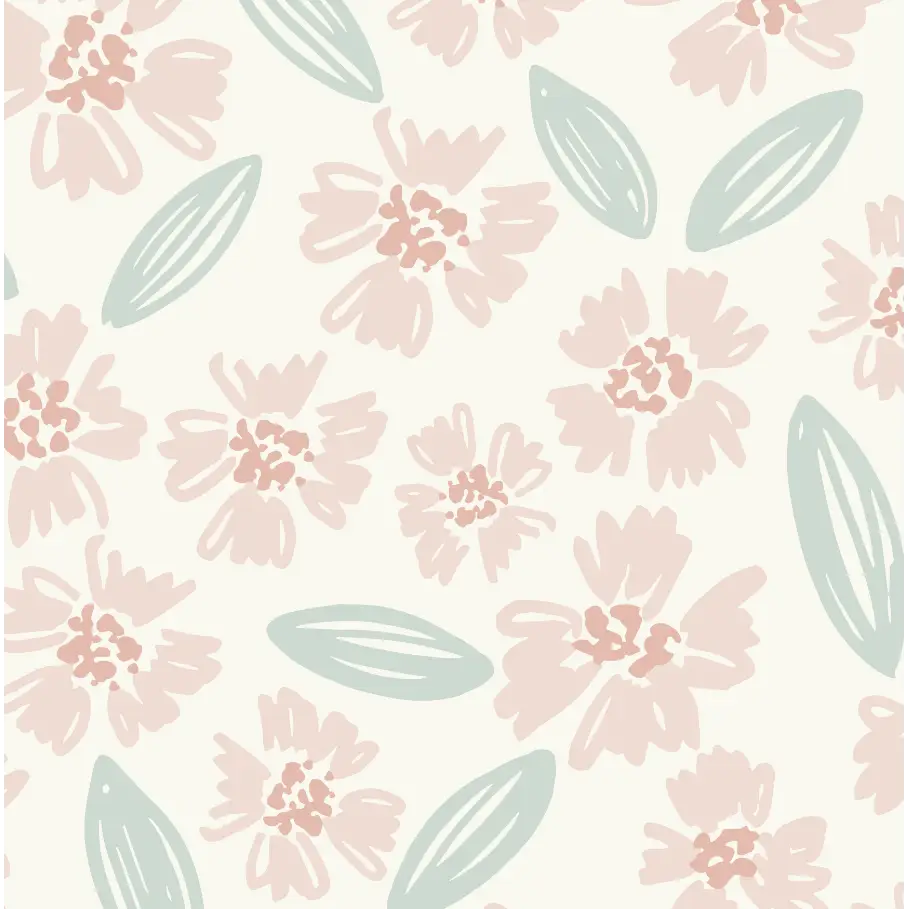 Lane Wallpaper - Scattered Blooms - by Hufton Studio - Sample 1 foot by 1 foot / Pink - Loomwell Home Goods
