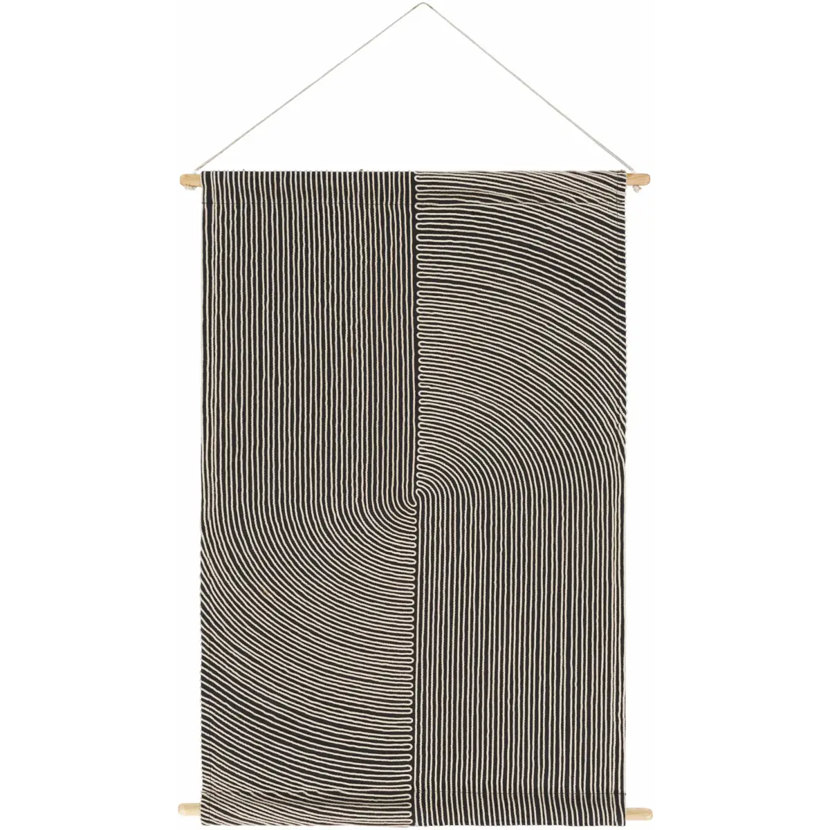 Lanse Black and White Geometric Wall Hanging - 24’’ x 36’’ Rectangle - Boutique Rugs