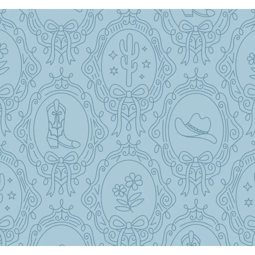 Laramie Wallpaper - Cowgirl Portraits - by Danielle Chandler Design - 2 feet by 12 feet / Blue / Large - Loomwell Home