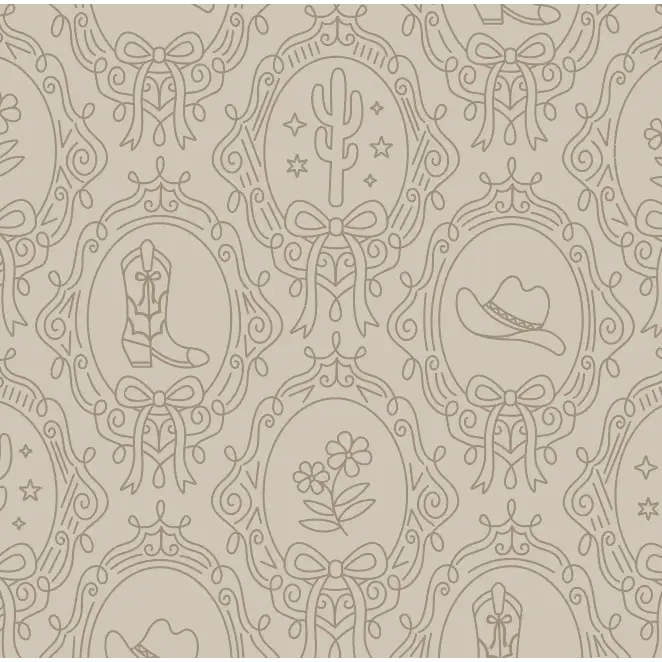 Laramie Wallpaper - Cowgirl Portraits - by Danielle Chandler Design - 2 feet by 12 feet / Neutral / Large - Loomwell