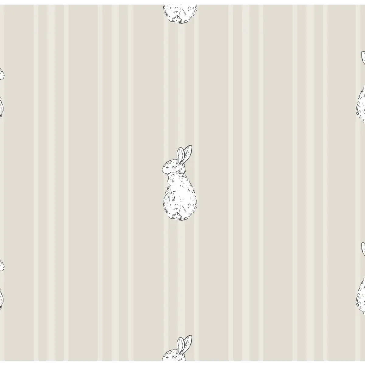 Larkin Wallpaper - Bunnies on Stripes for Kids - by Luna Pictata - Sample 1 foot by 1 foot / Neutral - Loomwell Home