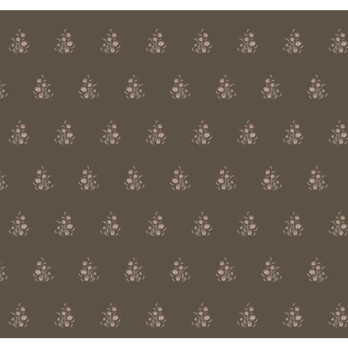 Laura Wallpaper - Petite Flowers - by Lisee Ree - Sample 1 foot by 1 foot / Brown - Loomwell Home Goods
