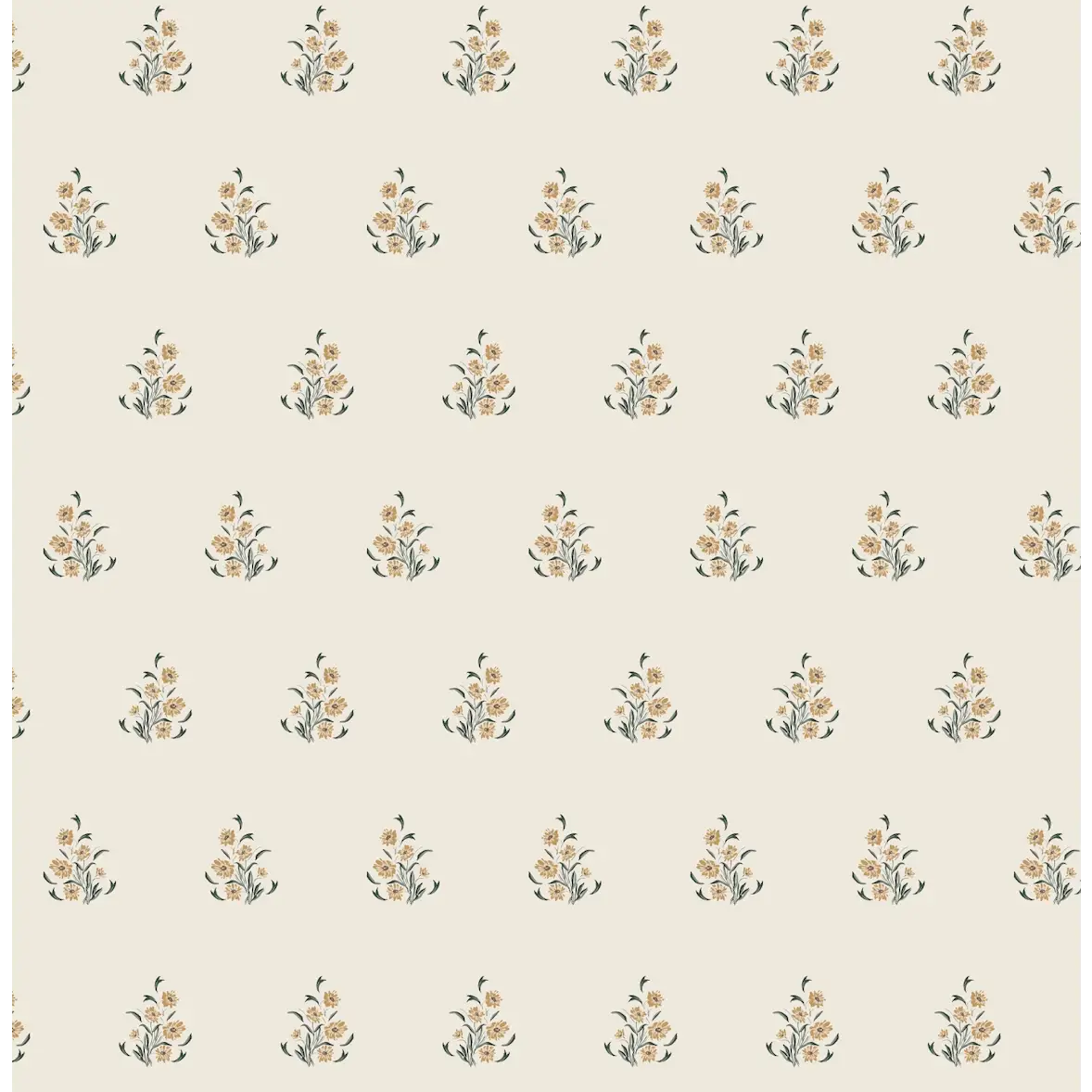 Laura Wallpaper - Petite Flowers - by Lisee Ree - Sample 1 foot by 1 foot / Golden - Loomwell Home Goods