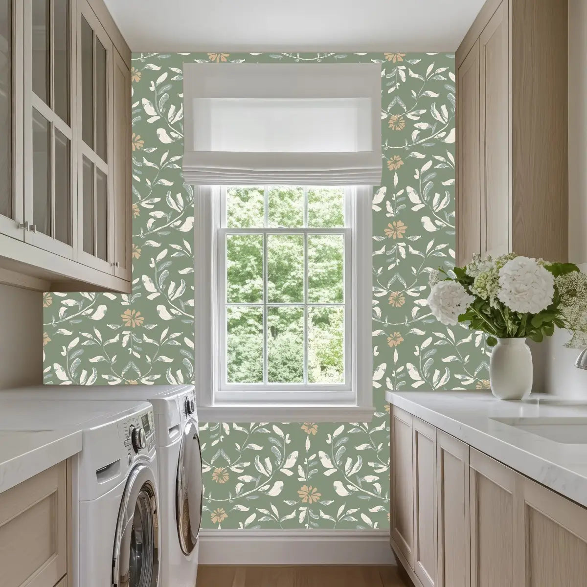 Laurie Wallpaper - Flowers Block Print - by Creating to Love - Loomwell Home Goods