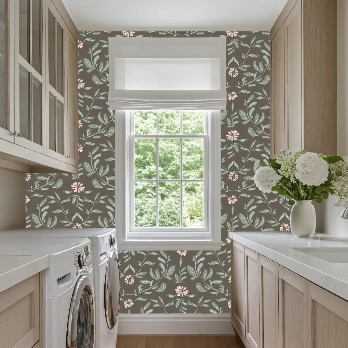 Laurie Wallpaper - Flowers Block Print - by Creating to Love - Loomwell Home Goods