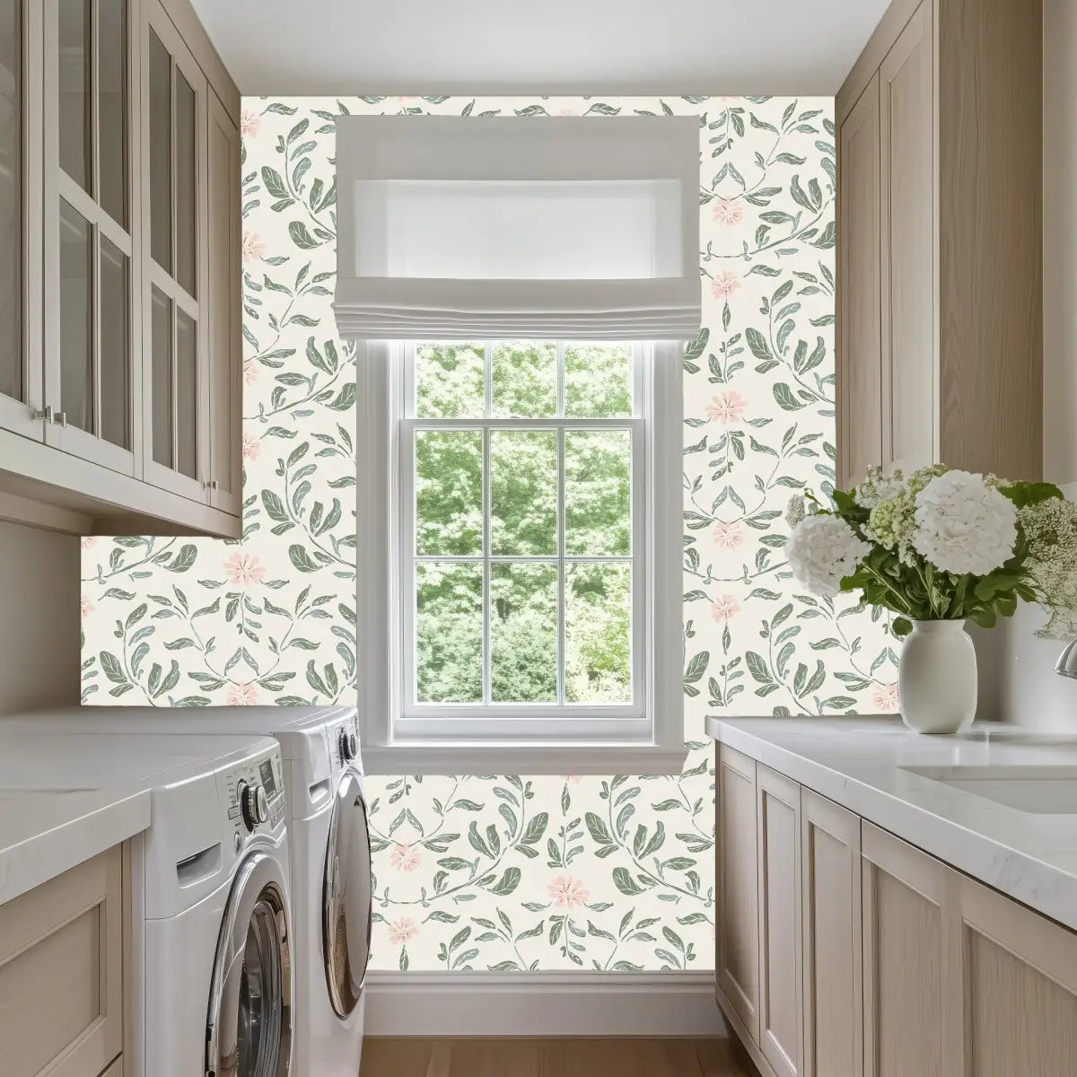 Laurie Wallpaper - Flowers Block Print - by Creating to Love - Loomwell Home Goods