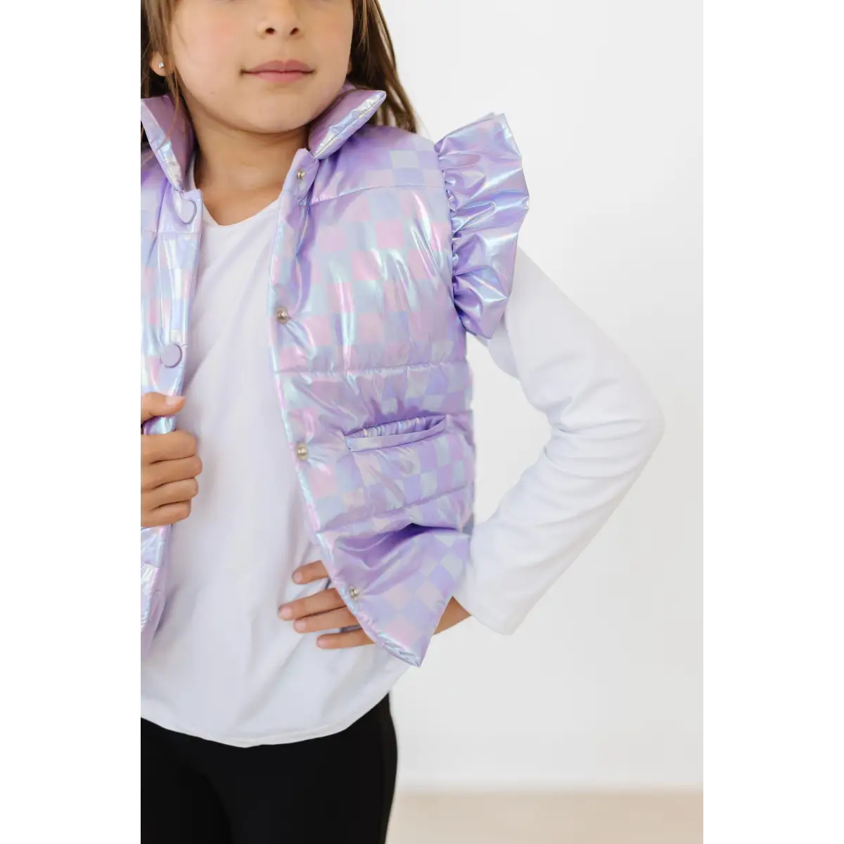 Lavender Haze Checker Puffer Vest - Mila & Rose ®