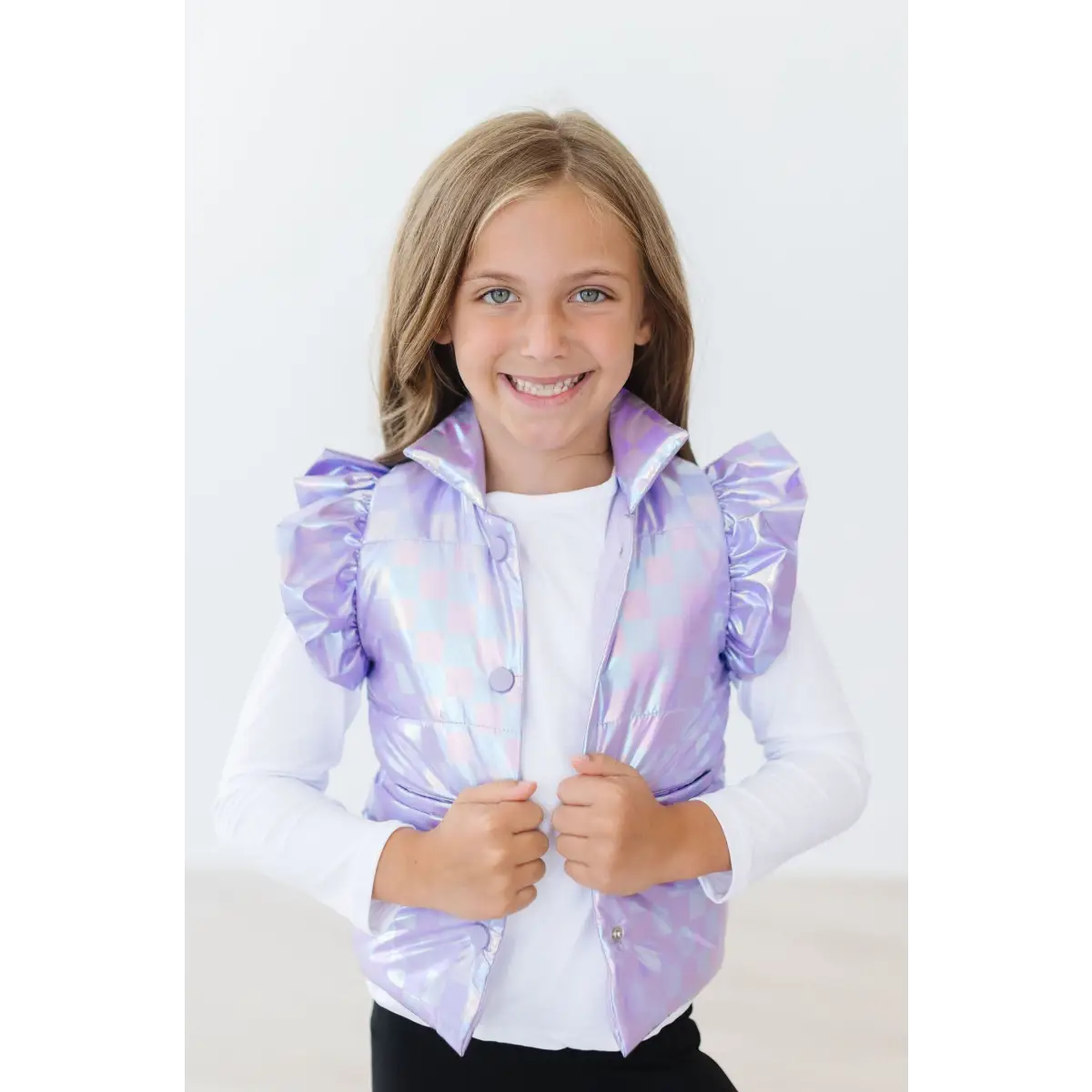Lavender Haze Checker Puffer Vest - Mila & Rose ®