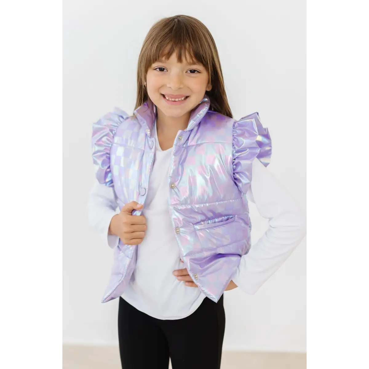 Lavender Haze Checker Puffer Vest - Mila & Rose ®