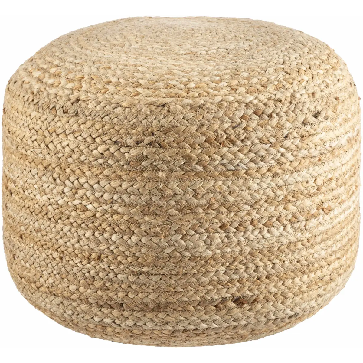Beige Jute Pouf - 14’’H x 18’’W x 18’’D Cylinder - Boutique Rugs