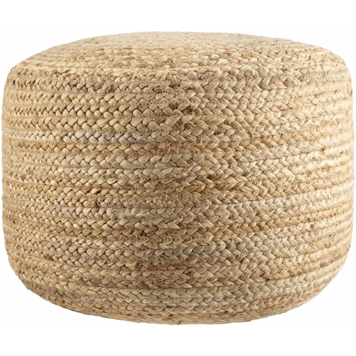 Beige Jute Pouf - 14’’H x 18’’W x 18’’D Cylinder - Boutique Rugs