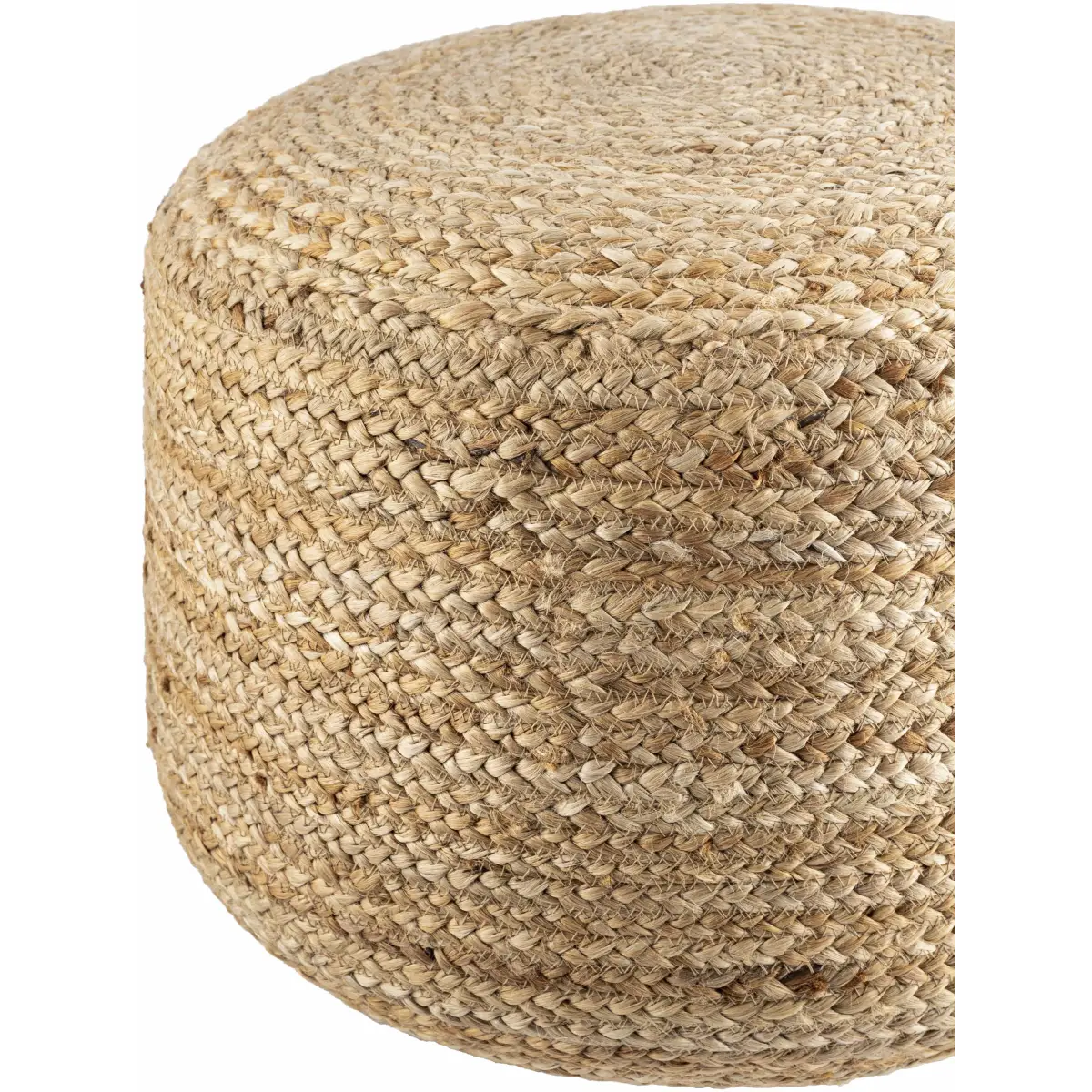 Beige Jute Pouf - 14’’H x 18’’W x 18’’D Cylinder - Boutique Rugs