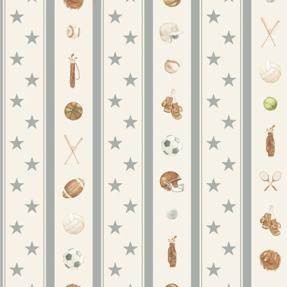 Lawson Wallpaper - Sports for Kids - by Hailey Kiefer Designs - Sample 1 foot by 1 foot / Gray - Loomwell Home Goods