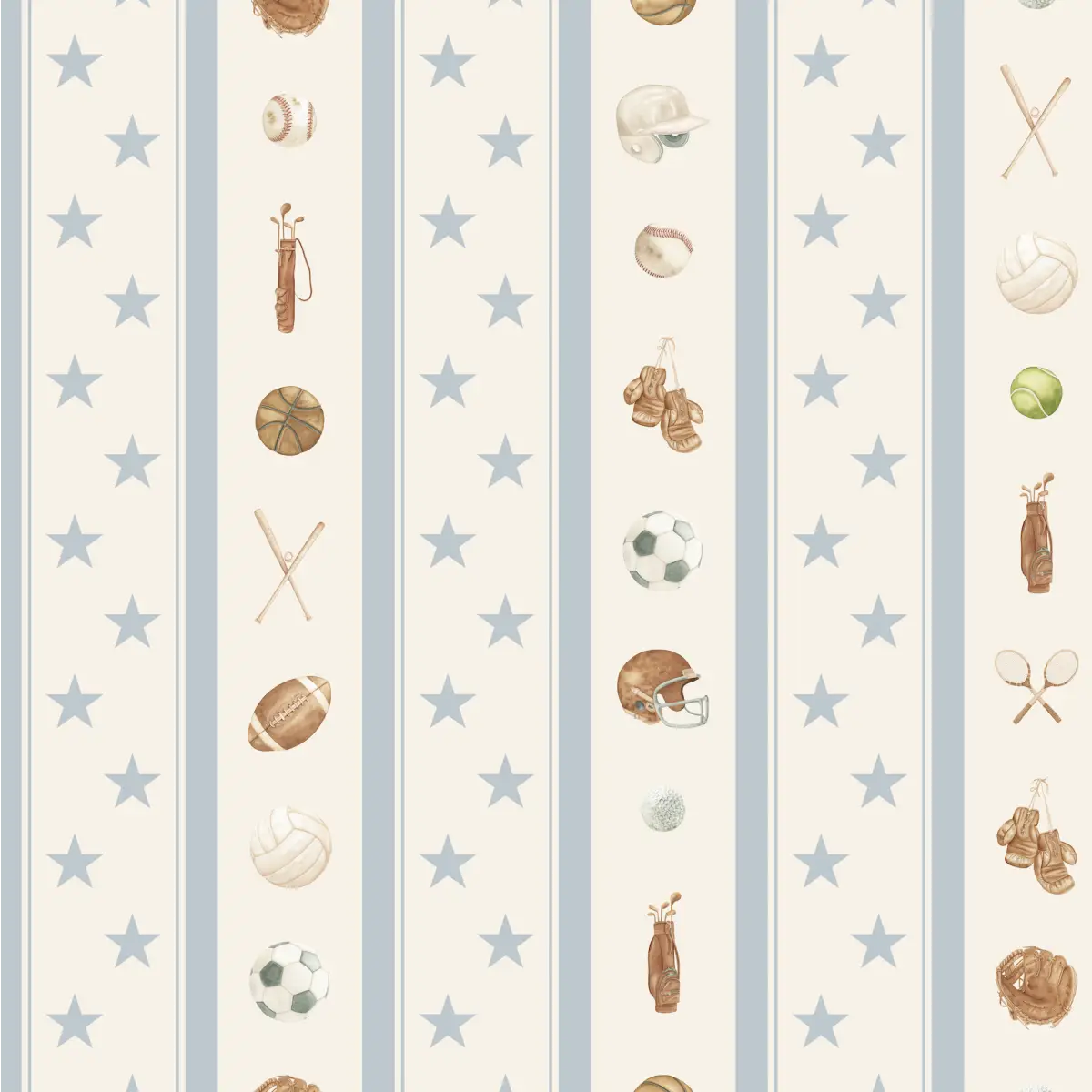 Lawson Wallpaper - Sports for Kids - by Hailey Kiefer Designs - Sample 1 foot by 1 foot / Light Blue - Loomwell Home