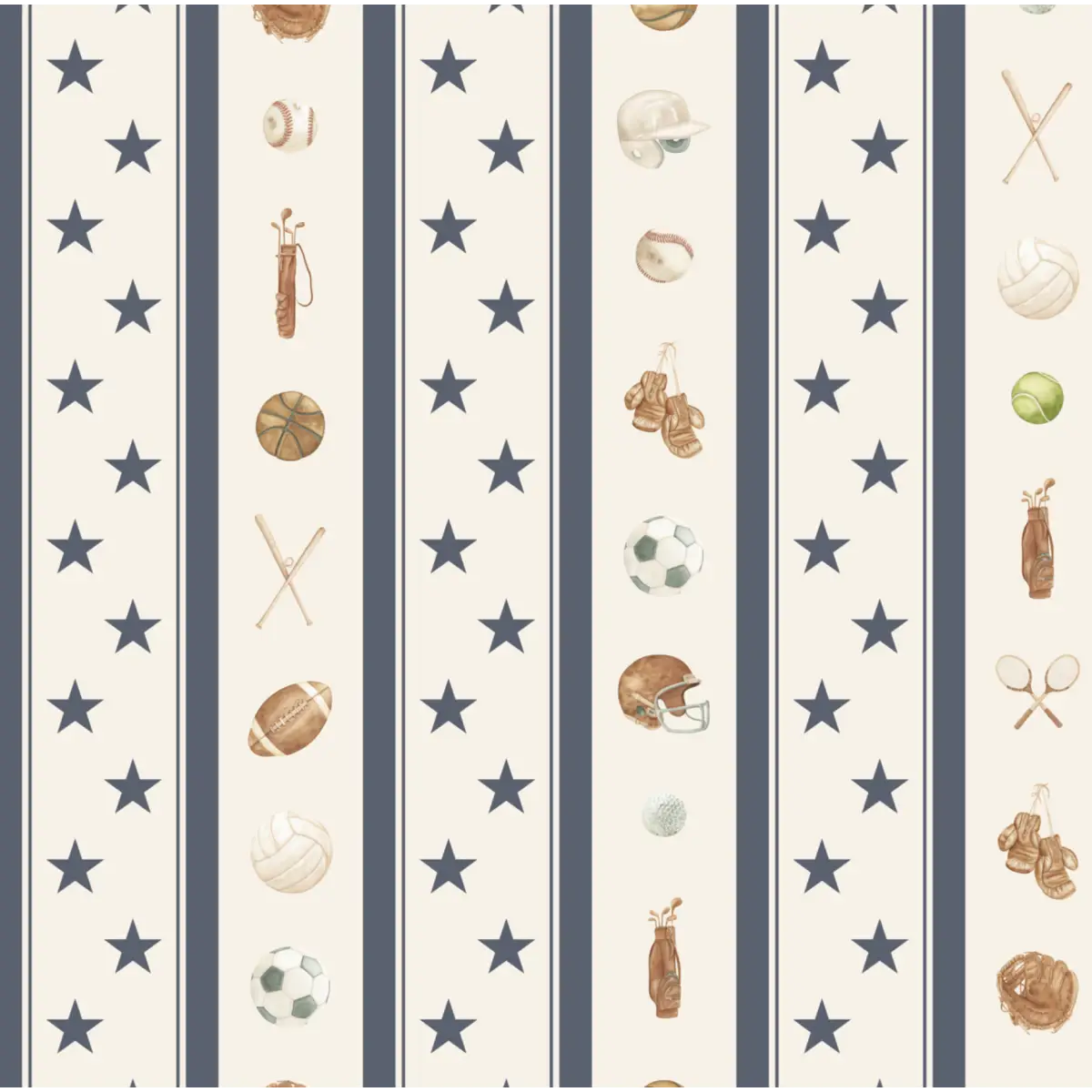 Lawson Wallpaper - Sports for Kids - by Hailey Kiefer Designs - Sample 1 foot by 1 foot / Navy - Loomwell Home Goods