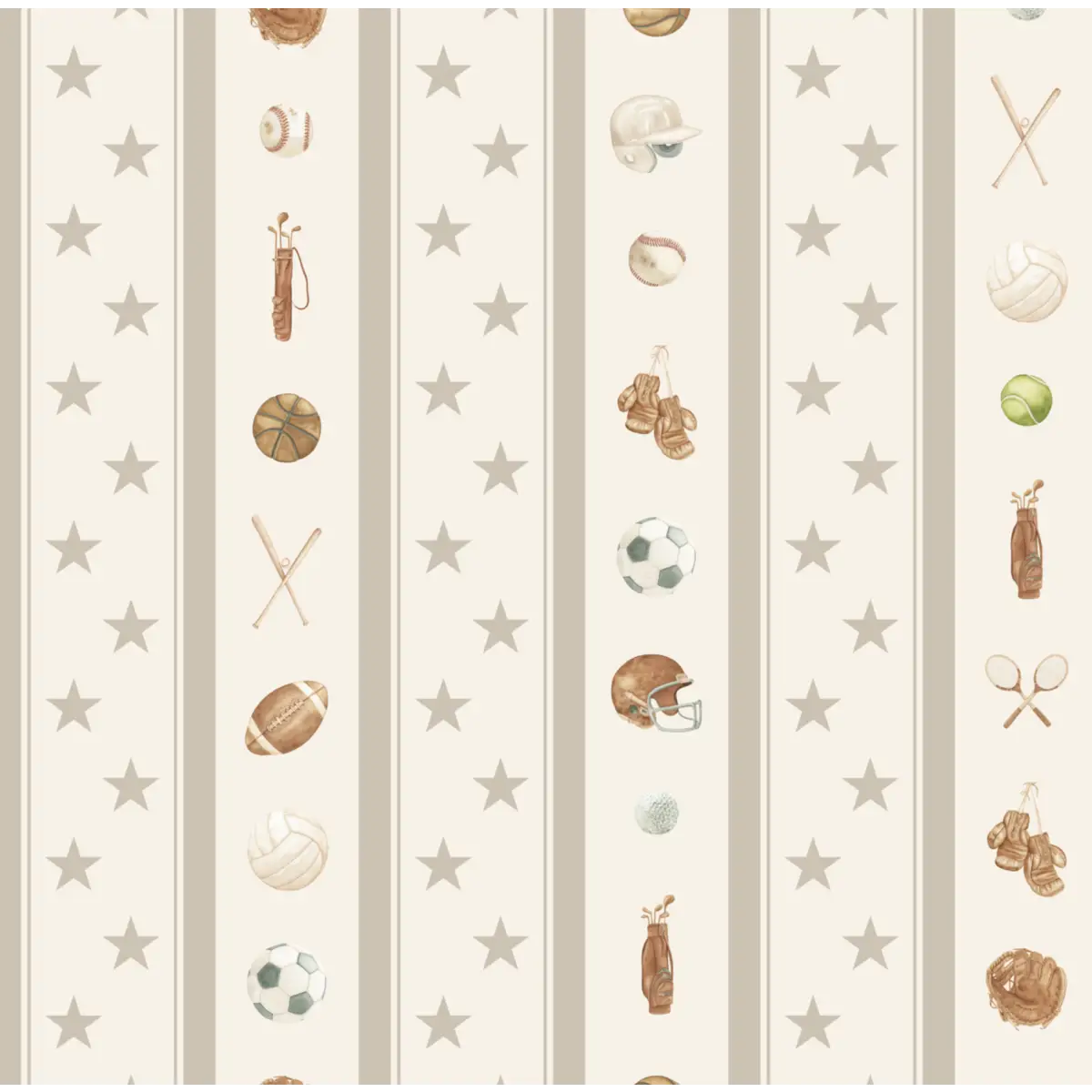 Lawson Wallpaper - Sports for Kids - by Hailey Kiefer Designs - Sample 1 foot by 1 foot / Tan - Loomwell Home Goods