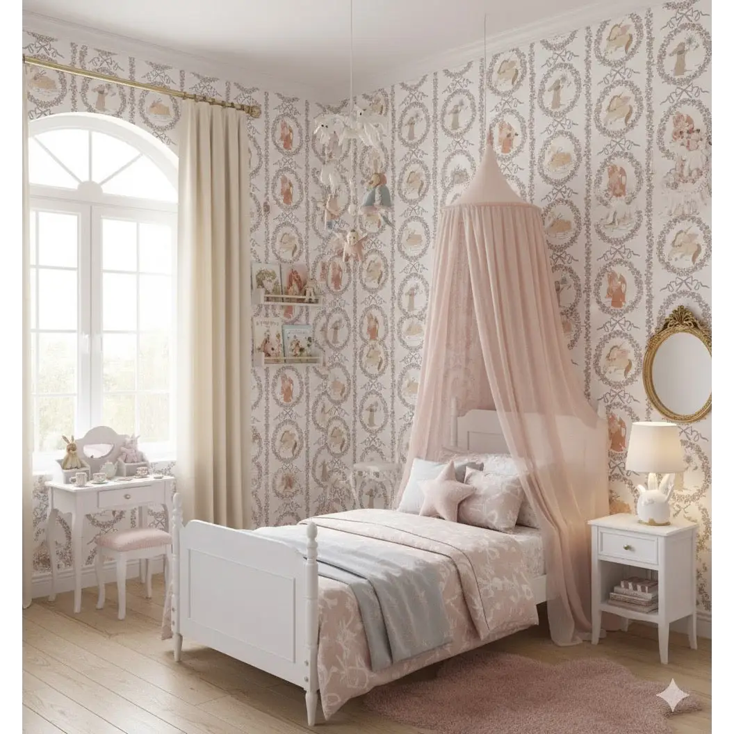 Layce Wallpaper - Fairyland Unicorn Fox Bunny for Kids - by Painted Hawk Design - Loomwell Home Goods