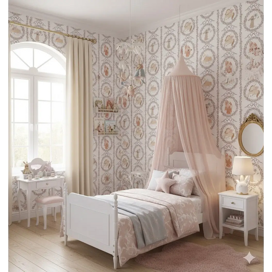 Layce Wallpaper - Fairyland Unicorn Fox Bunny for Kids - by Painted Hawk Design - Loomwell Home Goods