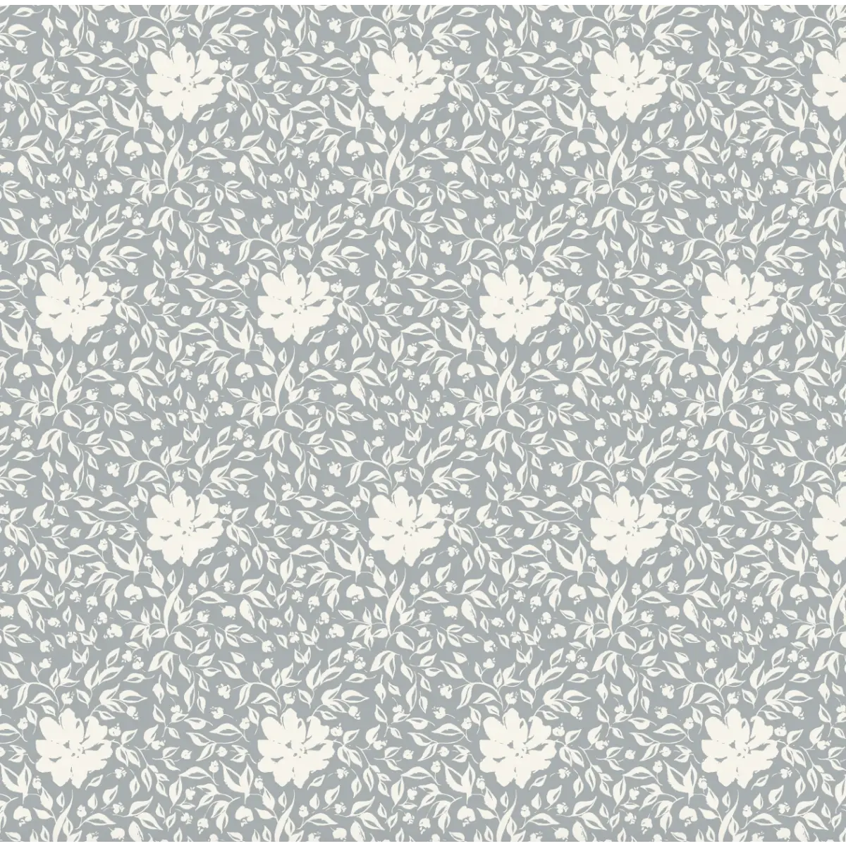 Layla Wallpaper - Blooms and Leaves - by Ali Anni - Sample 1 foot by 1 foot / Blue - Loomwell Home Goods