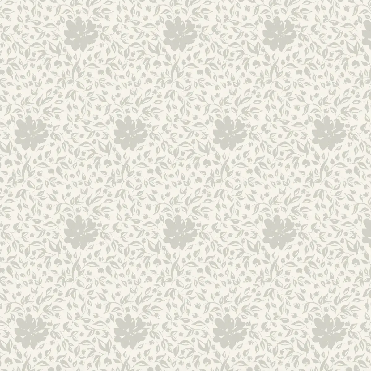 Layla Wallpaper - Blooms and Leaves - by Ali Anni - Sample 1 foot by 1 foot / Gray - Loomwell Home Goods