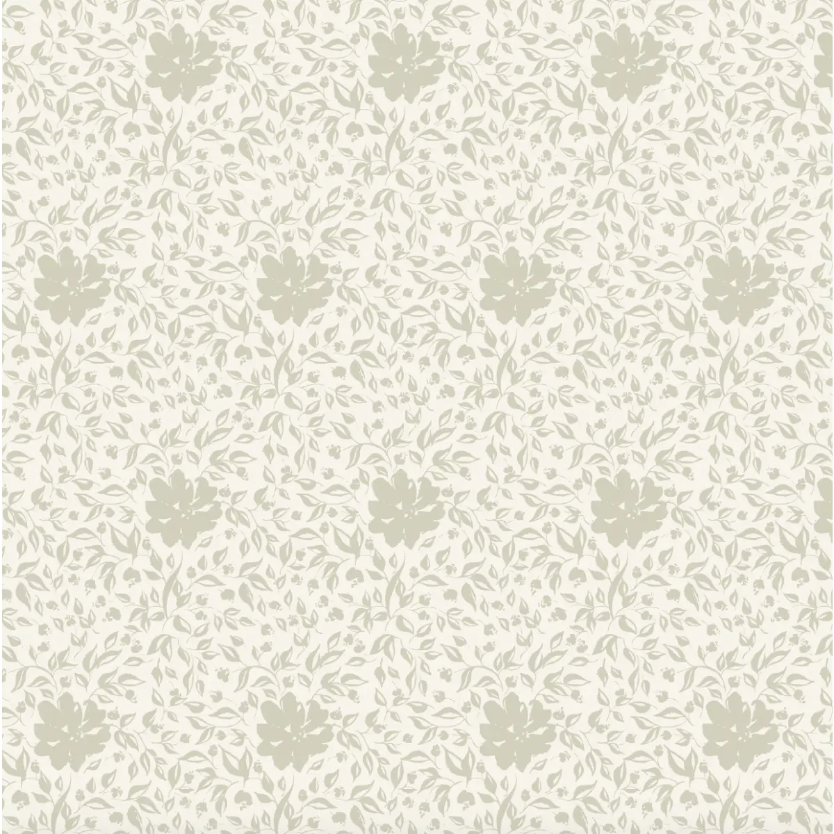 Layla Wallpaper - Blooms and Leaves - by Ali Anni - Sample 1 foot by 1 foot / Sage - Loomwell Home Goods