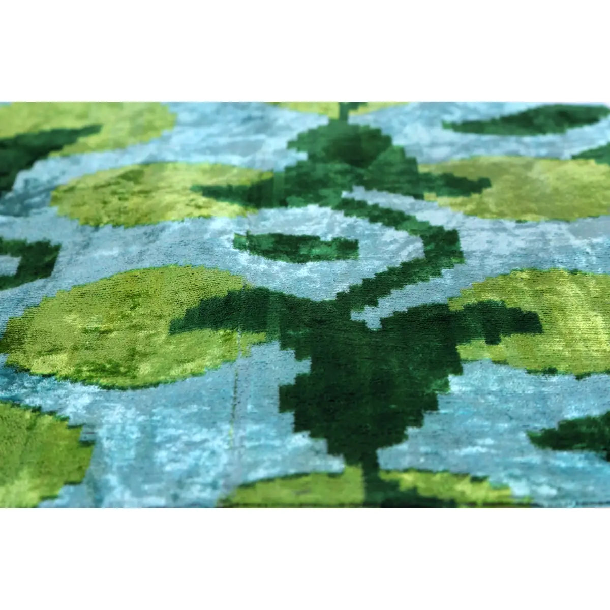 Luxury Velvet Pillow – Handmade Leaf Green & Aqua 16x24 Botanical Design - Canvello