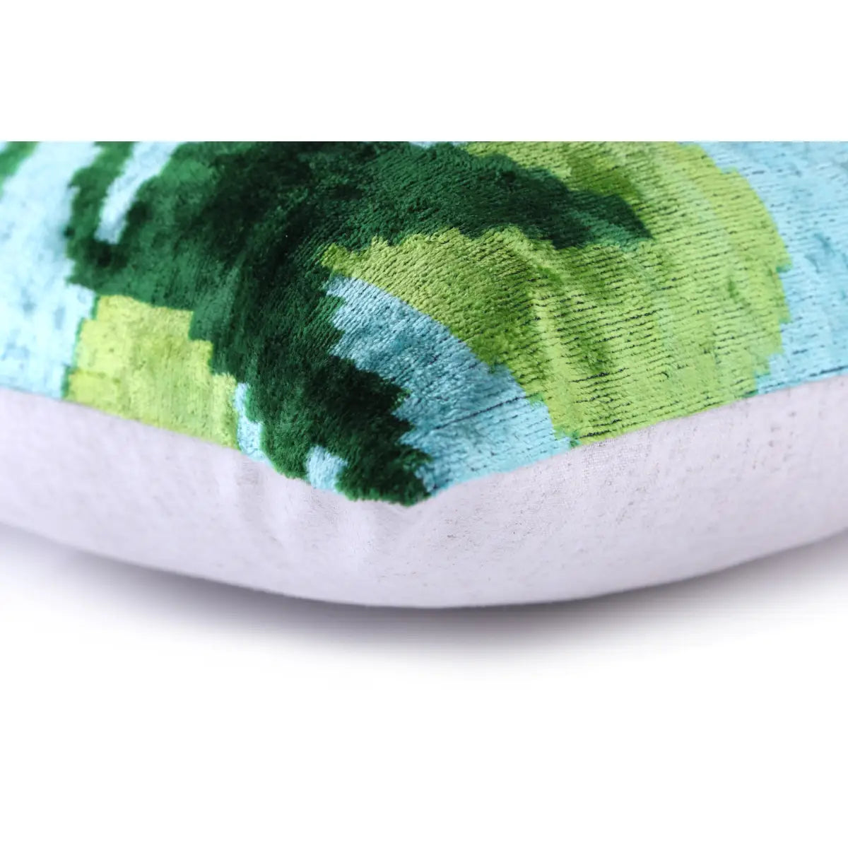 Luxury Velvet Pillow – Handmade Leaf Green & Aqua 16x24 Botanical Design - Canvello