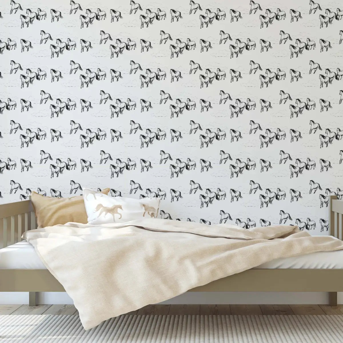 Leander Wallpaper - Horses Galloping for Kids - by Rose Lindo - Loomwell Home Goods