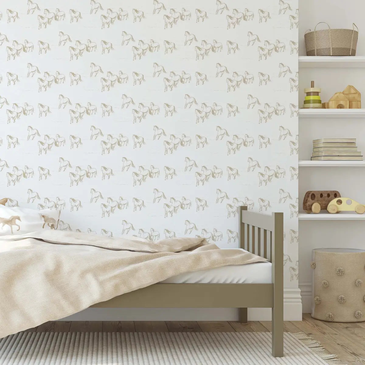 Leander Wallpaper - Horses Galloping for Kids - by Rose Lindo - Loomwell Home Goods