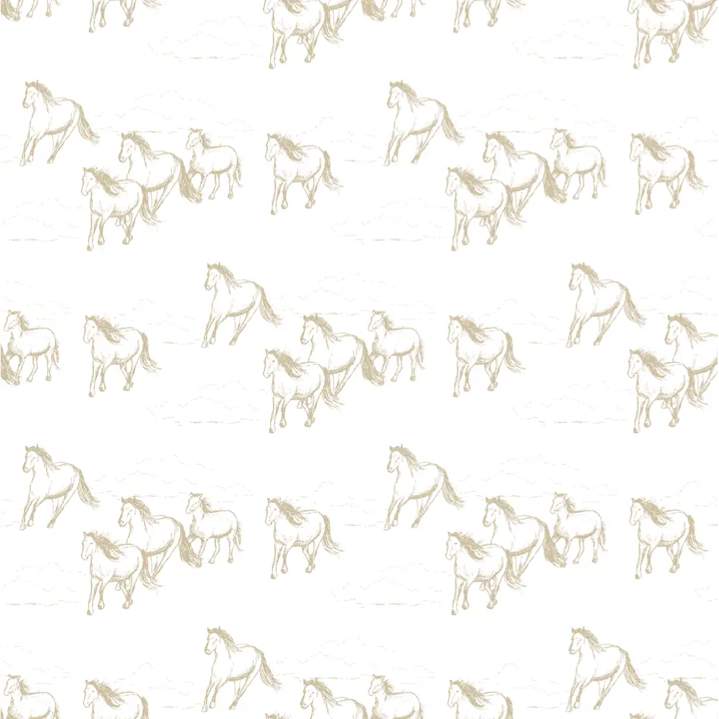 Leander Wallpaper - Horses Galloping for Kids - by Rose Lindo - Sample 1 foot by 1 foot / Neutral - Loomwell Home Goods