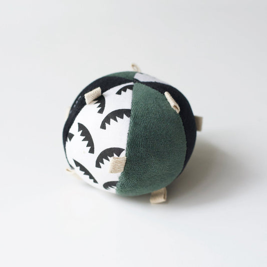 Taggy Ball with Rattle - Jungle Leaves - Wee Gallery