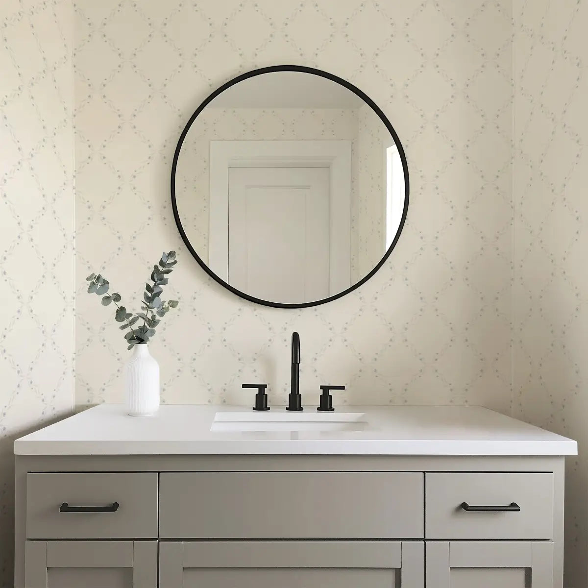 Leela Wallpaper - Subtle Floral Diamond Pattern - by Katie Burt Art - Loomwell Home Goods