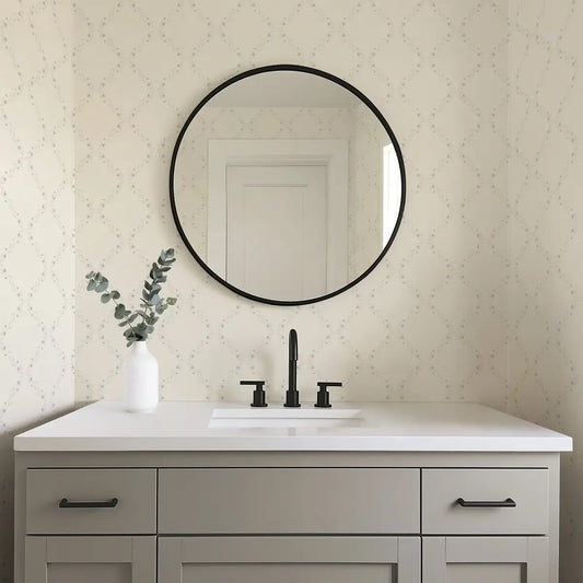 Leela Wallpaper - Subtle Floral Diamond Pattern - by Katie Burt Art - Loomwell Home Goods
