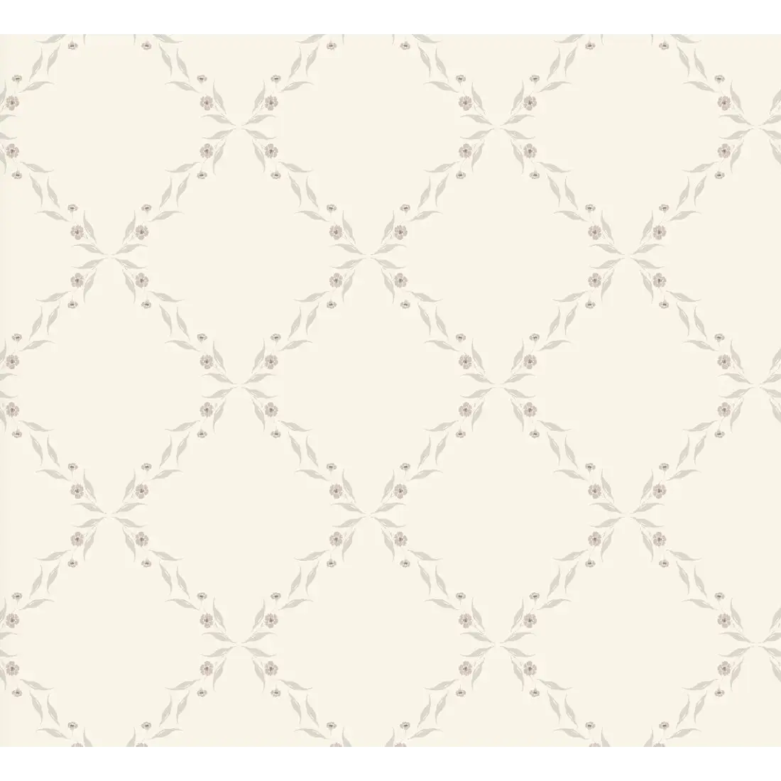 Leela Wallpaper - Subtle Floral Diamond Pattern - by Katie Burt Art - Sample 1 foot by 1 foot / Cream and Pink